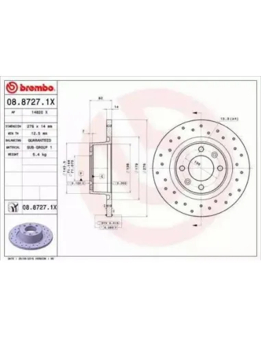 0887271X Disco de freno Brembo