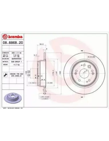 08.8868.20 Disco de freno Brembo