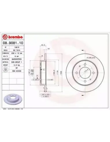 08.9081.10 Disco de freno Brembo