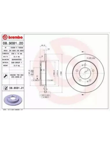 08.9081.20 Disco de freno Brembo