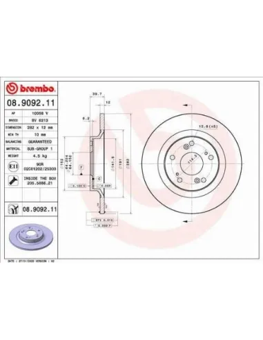 08.9092.11 Disco de freno Brembo