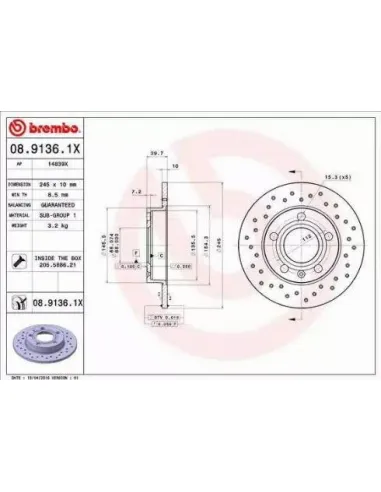 0891361X Disco de freno Brembo