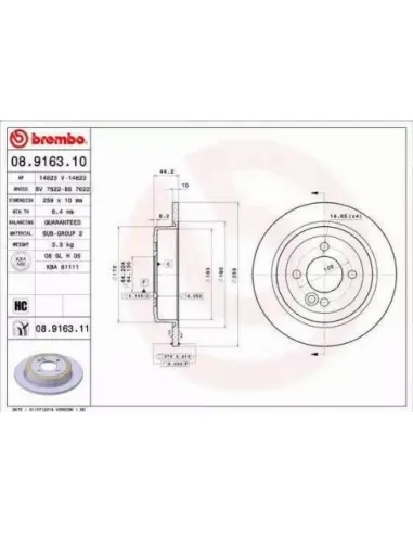 08.9163.10 Disco de freno Brembo