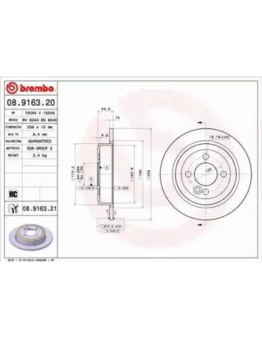 08.9163.20 Disco de freno Brembo