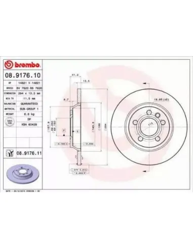 08.9176.10 Disco de freno Brembo