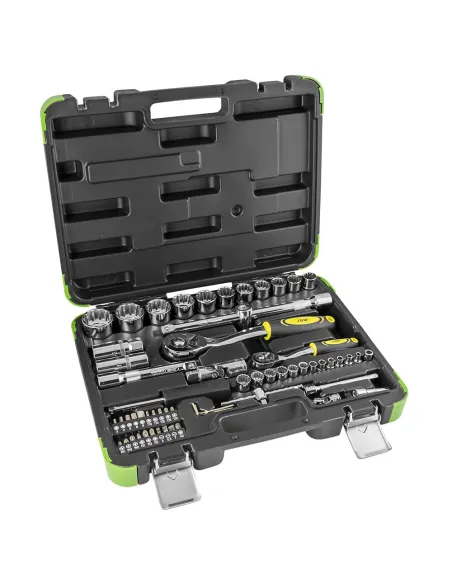 53108 Estuche De Herramientas 61 Piezas Vasos Spline De 1/2" Y 1/4 JBM