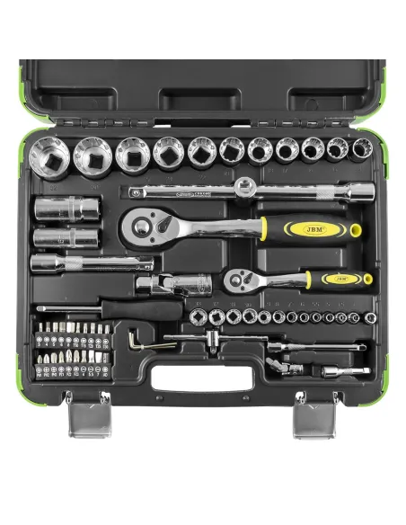 53108 Estuche De Herramientas 61 Piezas Vasos Spline De 1/2" Y 1/4 JBM