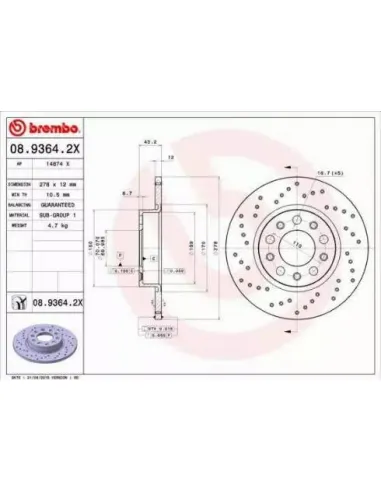 0893642X Disco de freno Brembo