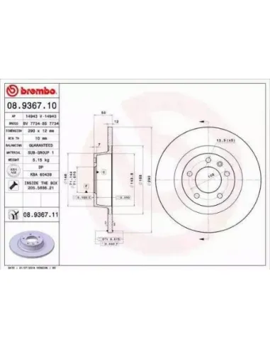 08.9367.10 Disco de freno Brembo