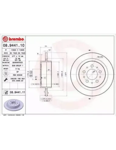 08.9441.10 Disco de freno Brembo