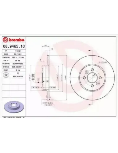 08.9465.10 Disco de freno Brembo