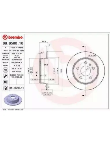 08.9580.10 Disco de freno Brembo