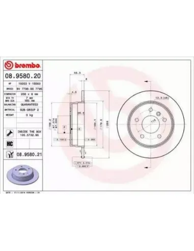 08.9580.20 Disco de freno Brembo