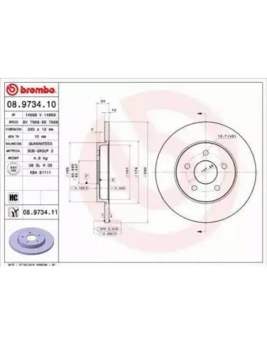 08.9734.10 Disco de freno Brembo