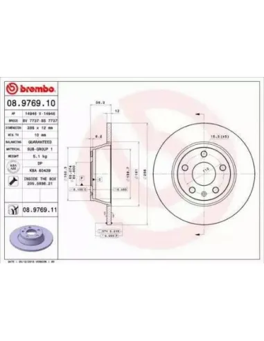 08.9769.10 Disco de freno Brembo