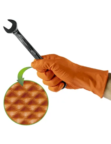 53551 Guantes naranjas Desechables De nitrilo...