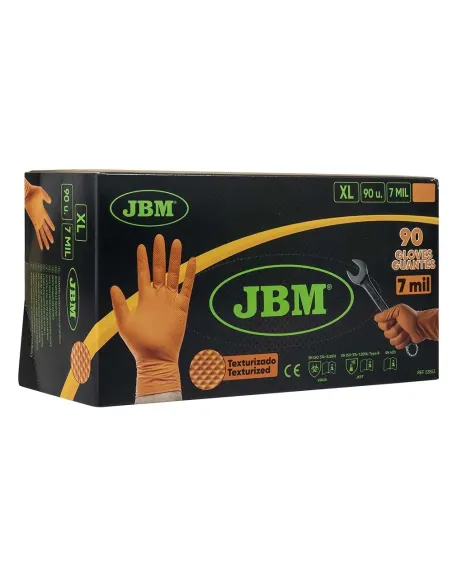53553 Guantes naranjas Desechables De nitrilo T:Xl 7,0Mil90 Uds. JBM