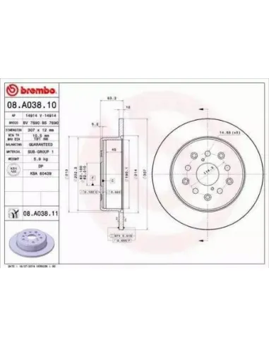 08.A038.10 Disco de freno Brembo