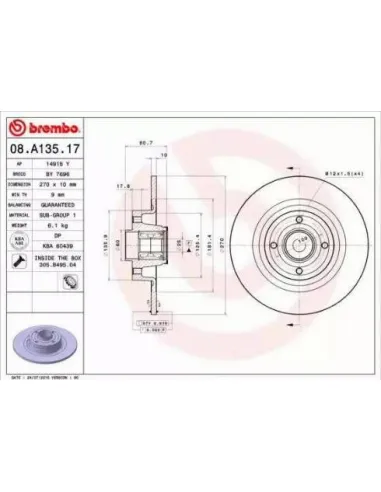 08.A135.17 Disco de freno Brembo