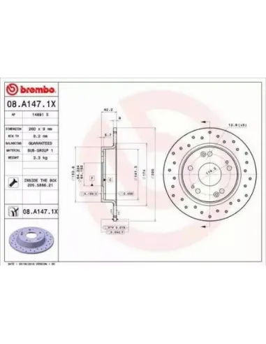 08A1471X Disco de freno Brembo