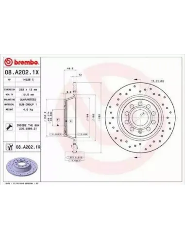 08A2021X Disco de freno Brembo