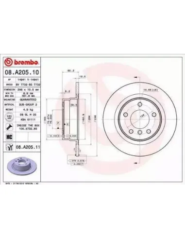 08.A205.10 Disco de freno Brembo