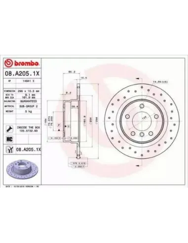 08A2051X Disco de freno Brembo