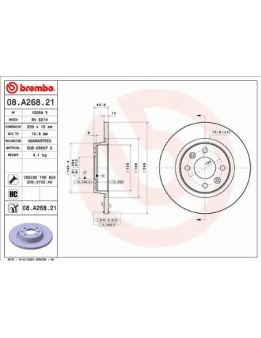 08.A268.21 Disco de freno Brembo