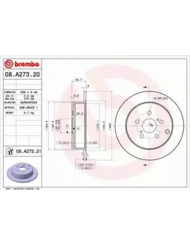 08.A273.20 Disco de freno Brembo