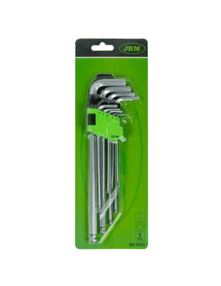53738 Set De 9 Llaves Allen Con Punta RedondaExtralargas JBM