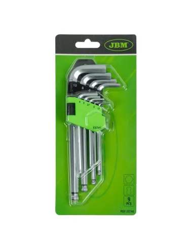 53740 Set De 9 Llaves Allen Largas Con Punta...