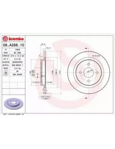 08.A288.10 Disco de freno Brembo