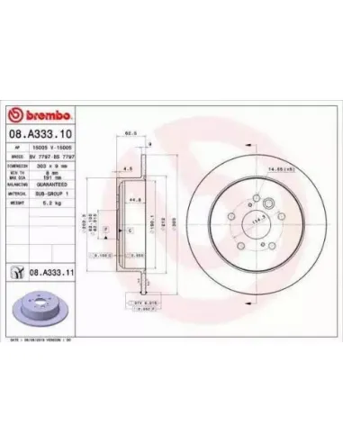 08.A333.11 Disco de freno Brembo