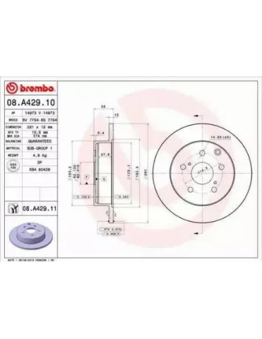 08.A429.10 Disco de freno Brembo