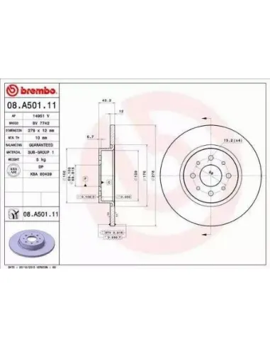 08.A501.11 Disco de freno Brembo