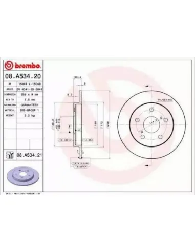 08.A534.20 Disco de freno Brembo