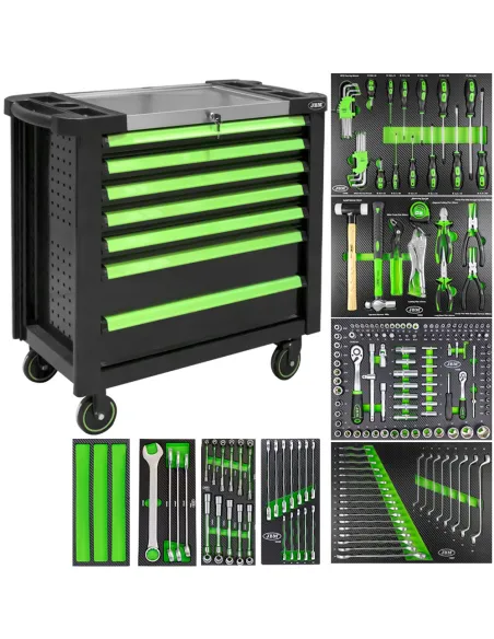 53912 Carro De Herramientas Xl Con 7 Cajones Verde JBM