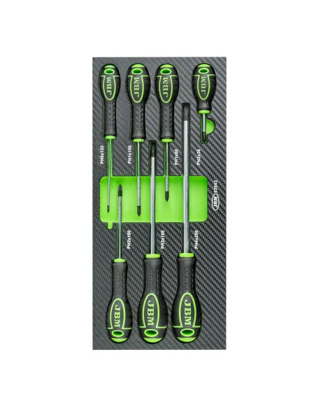 53943 Set De 7 Destornilladores Cruz Con MóDulo Eva Carbono JBM