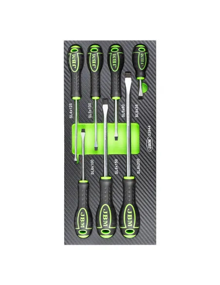 53944 Set De 7 Destornilladores Plano Con MóDulo Eva Carbono JBM