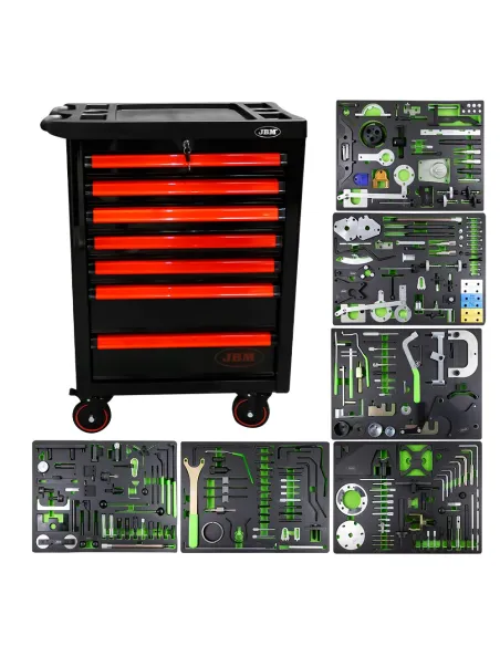 53952 Carro De Herramientas Especial Kit De Calado 7 Cajones Rojo JBM