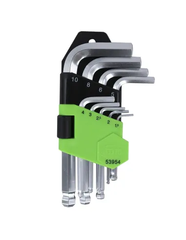 53954 Set De 9 Llaves Allen Cortas Con Punta...