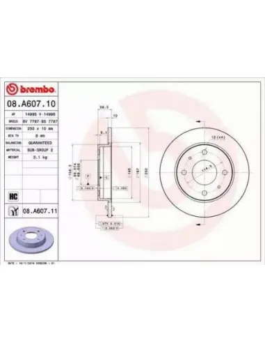 08.A607.10 Disco de freno Brembo