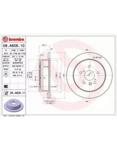 08.A608.10 Disco de freno Brembo