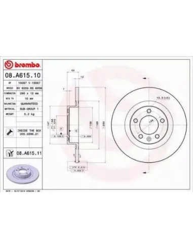 08.A615.10 Disco de freno Brembo