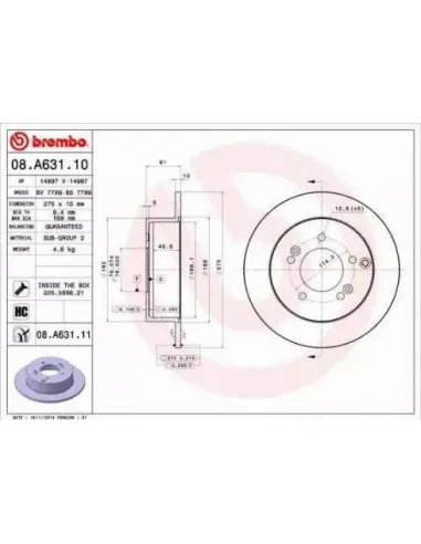 08.A631.10 Disco de freno Brembo