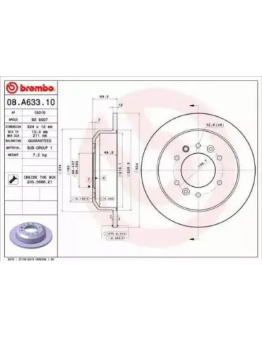 08.A633.10 Disco de freno Brembo