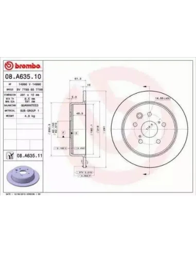 08.A635.10 Disco de freno Brembo