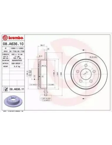 08.A636.10 Disco de freno Brembo