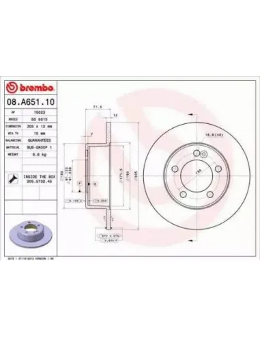 08.A651.10 Disco de freno Brembo