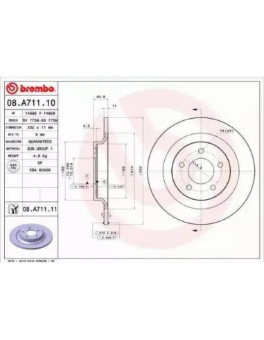 08.A711.10 Disco de freno Brembo